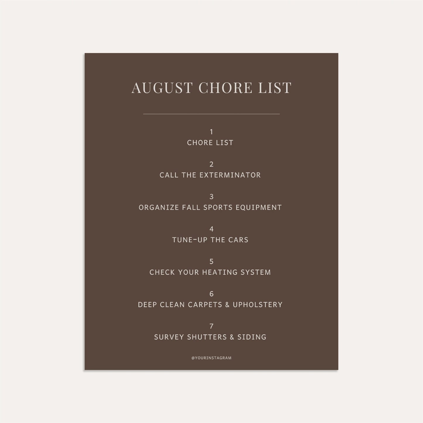 August Chore List- Sage