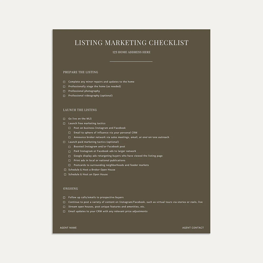 Listing Marketing Checklist - Poppy