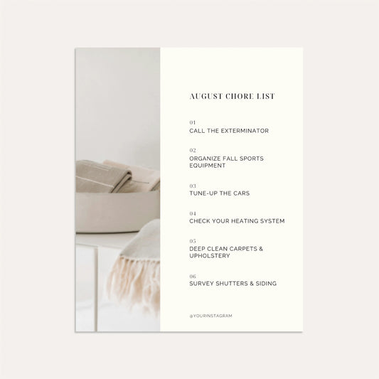 August Chore List- Linen