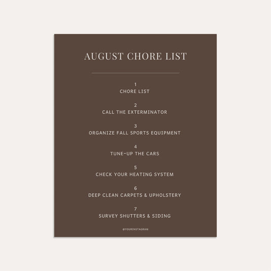 August Chore List- Sage
