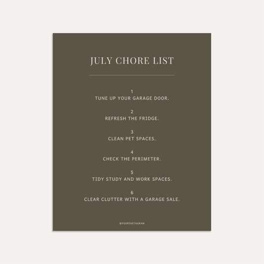 July Chore List- Sage